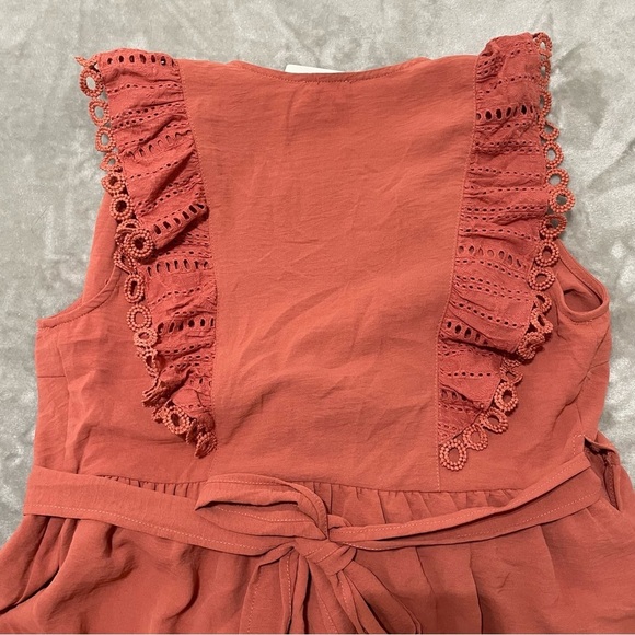 NWT Entro Elegant Wrap Around Lace Trim Dress Size Large Terracotta Boho Maxi - Picture 5 of 9